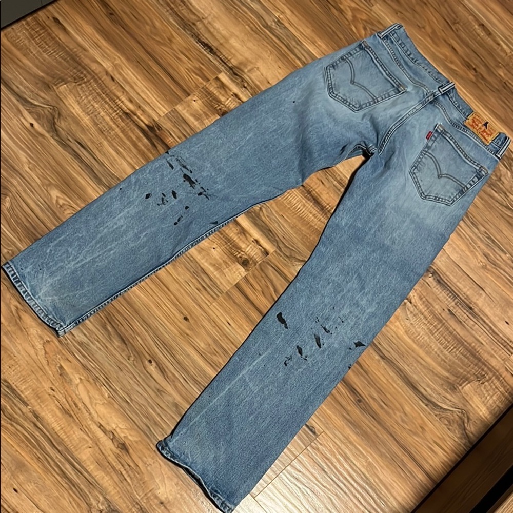 Levi's Blue Straight Jeans with Vintage Distressing